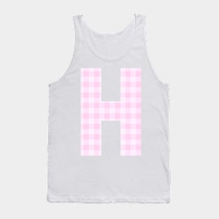 Pink Letter H in Plaid Pattern Background. Tank Top